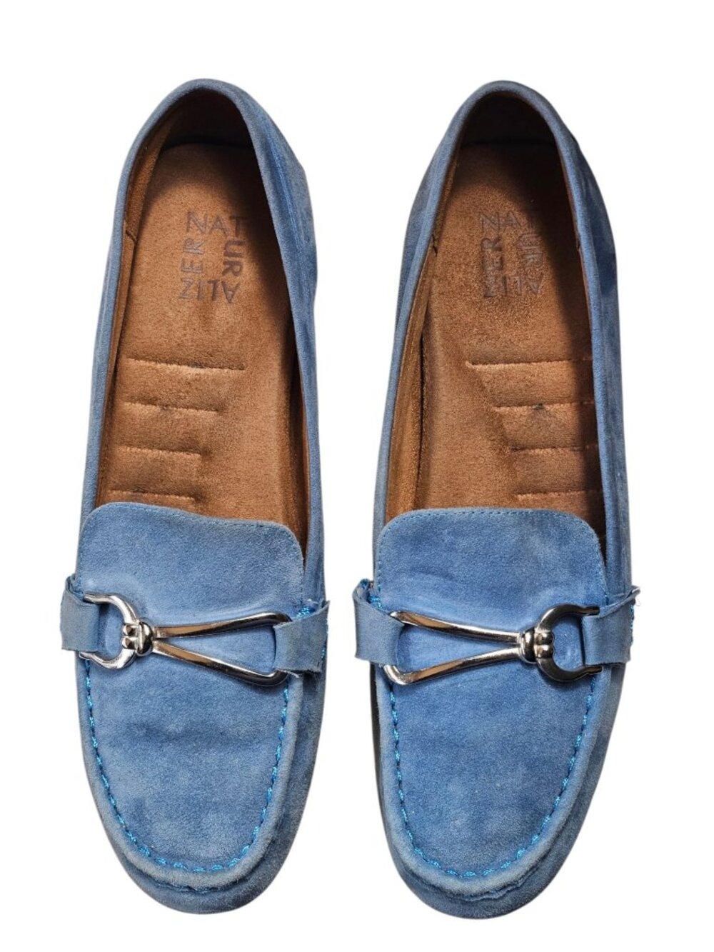 Naturalizer Demur Bit Womens Suede Loafers Blue Wave Flat Driving Shoes 11 M